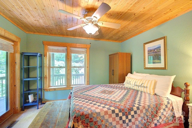 178 Anglers Way, Lake Lure, NC 28746 - bedroom with wooden ceiling, multiple windows, ornamental molding, and ceiling fan