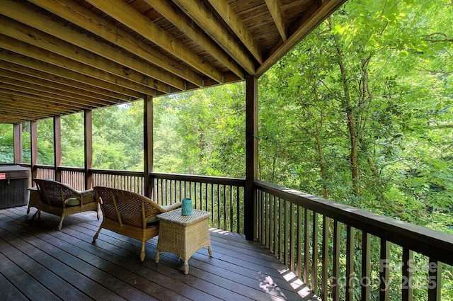 178 Anglers Way, Lake Lure, NC 28746 - wooden deck with a view of trees and outdoor lounge area