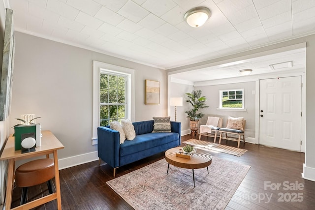 911 Elm St, Kannapolis, NC 28081 - living room featuring crown molding and dark wood finished floors