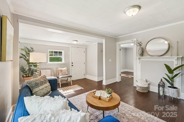 911 Elm St, Kannapolis, NC 28081 - living room with wood finished floors and ornamental molding