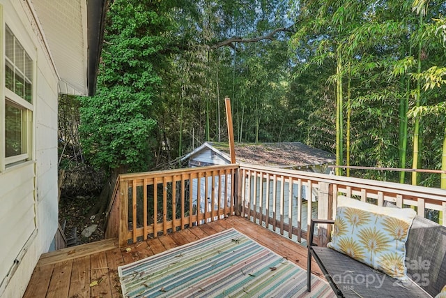 911 Elm St, Kannapolis, NC 28081 - wooden deck with an outdoor structure