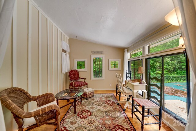 1504 Red Marble Rd, Andrews, NC 28901 - living area featuring lofted ceiling and light wood-style flooring