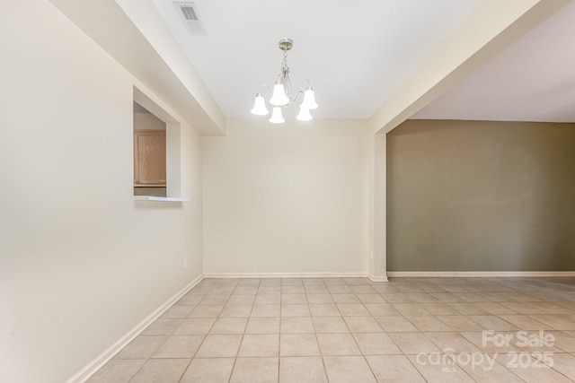 1250 Maple Shade Ln, Charlotte, NC 28270 - unfurnished room with a chandelier and light tile patterned floors