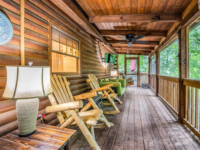 116 Chalet Rd, Lake Lure, NC 28746 - sunroom / solarium with a ceiling fan
