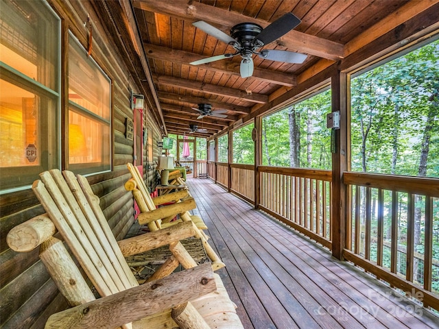 116 Chalet Rd, Lake Lure, NC 28746 - deck featuring ceiling fan