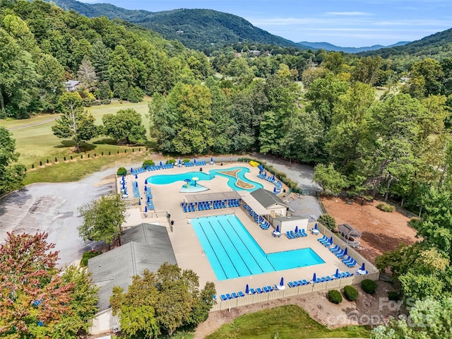 116 Chalet Rd, Lake Lure, NC 28746 - bird's eye view of a pool area and a mountainous background