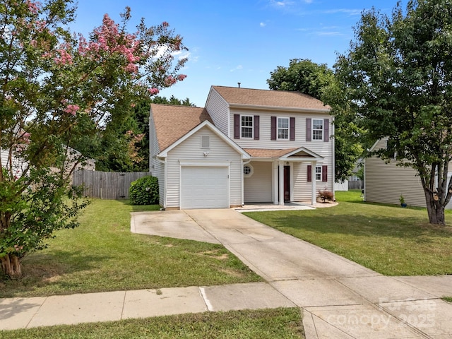 8009 Trotter Rd, Charlotte, NC 28216 - traditional home with concrete driveway, roof with shingles, and a garage