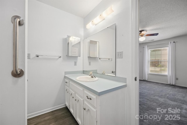 248 Pointe Cir, Rock Hill, SC 29732 - bathroom with vanity, ceiling fan, and a textured ceiling