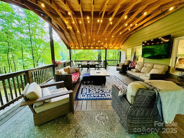 27 Walker Cove Rd, Black Mountain, NC 28711 - wooden terrace with outdoor lounge area