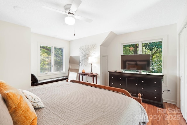 7040 Hyde St, Sherrills Ford, NC 28673 - bedroom with wood finished floors and a ceiling fan
