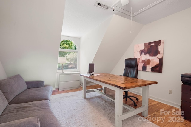 7040 Hyde St, Sherrills Ford, NC 28673 - office area with attic access and light wood-style floors