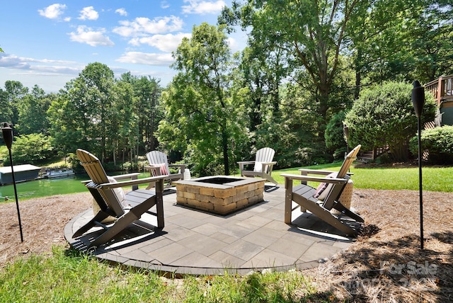 7040 Hyde St, Sherrills Ford, NC 28673 - view of patio / terrace with an outdoor fire pit