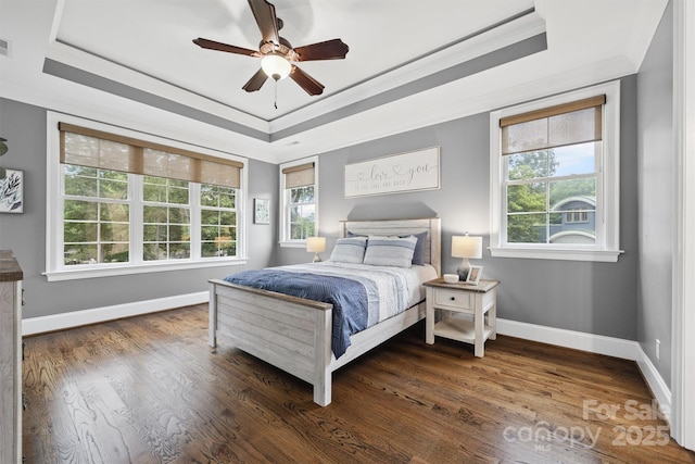 835 Misty Arbor Frd Unit 76, Clover, SC 29710 - bedroom featuring a raised ceiling, crown molding, wood finished floors, and ceiling fan