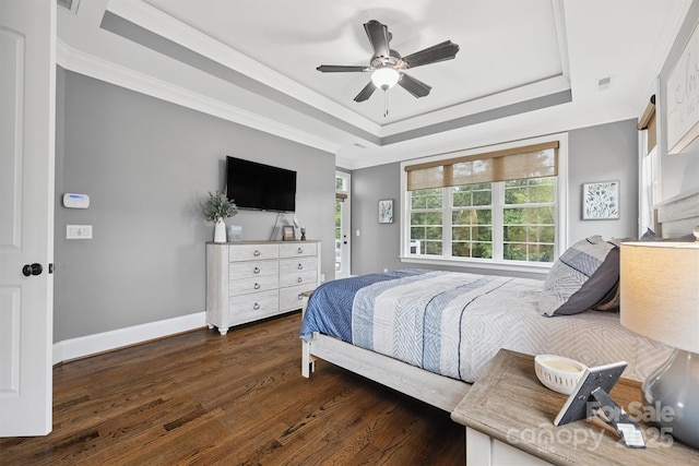 835 Misty Arbor Frd Unit 76, Clover, SC 29710 - bedroom featuring a tray ceiling, wood finished floors, crown molding, and a ceiling fan
