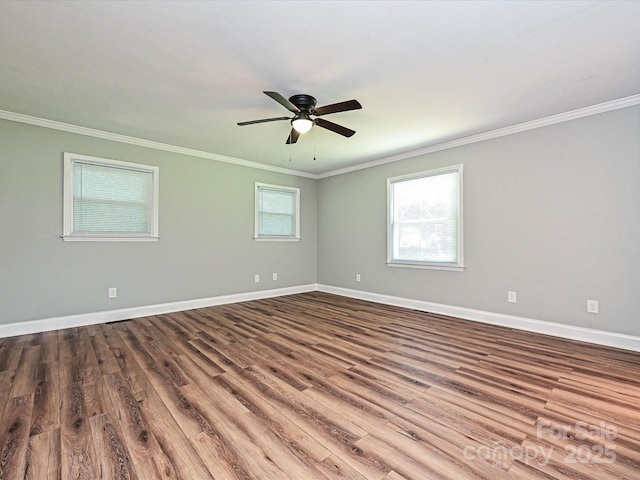 159 Valleydale Dr, Gastonia, NC 28056 - empty room with ornamental molding, wood finished floors, and ceiling fan
