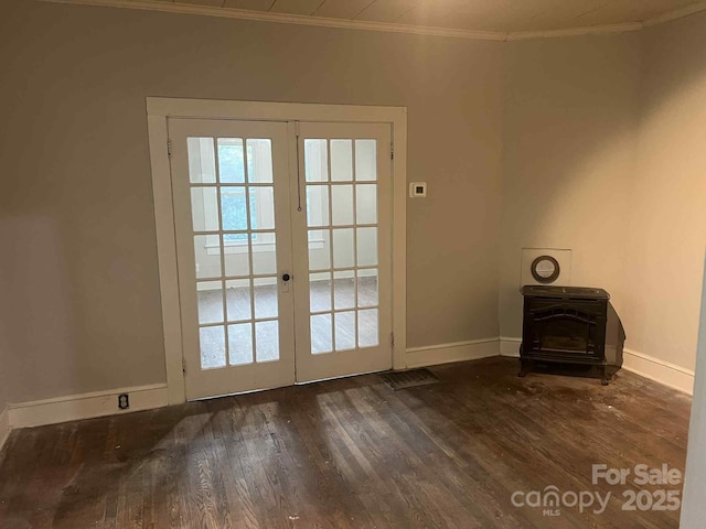 325 N Caldwell Ave, Newton, NC 28658 - doorway featuring french doors, crown molding, and dark wood-type flooring