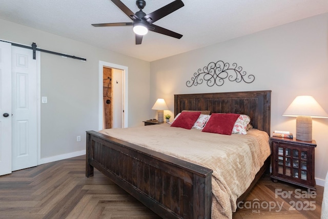 14 New Bern Dr, Fletcher, NC 28732 - bedroom featuring a barn door and ceiling fan