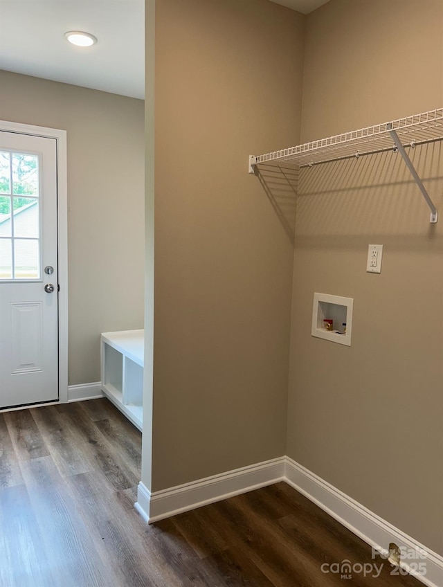 32967 Poplar Lane Rd, Albemarle, NC 28001 - laundry room featuring dark wood-style flooring, washer hookup, and recessed lighting
