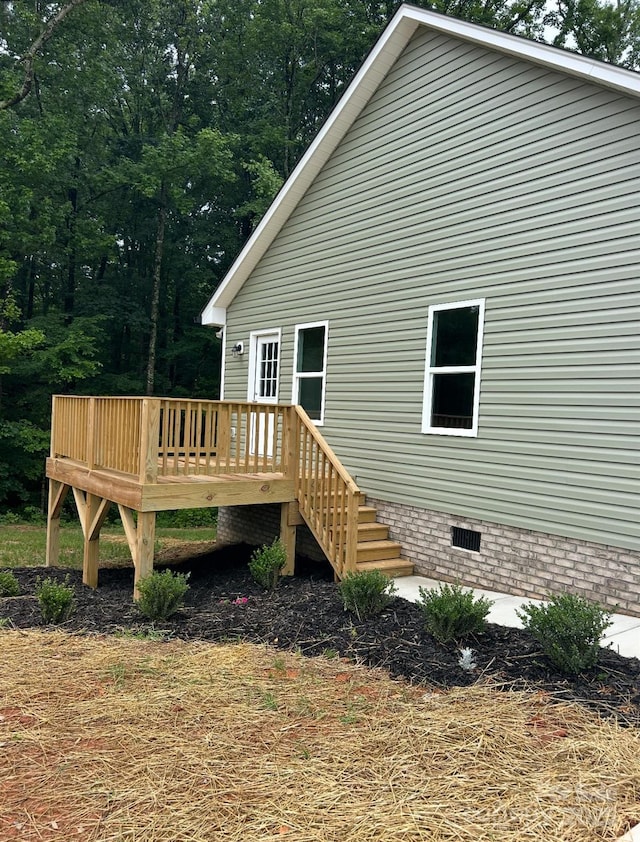 32967 Poplar Lane Rd, Albemarle, NC 28001 - rear view of property featuring a wooden deck and crawl space