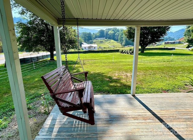 39 Hemphill Rd, Waynesville, NC 28785 - wooden terrace with a lawn
