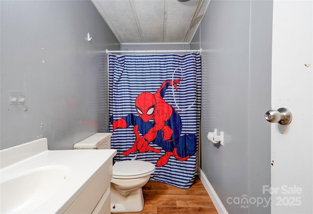121 Whipporwill Ct, Grover, NC 28073 - full bathroom with wood finished floors, vanity, and a shower with curtain