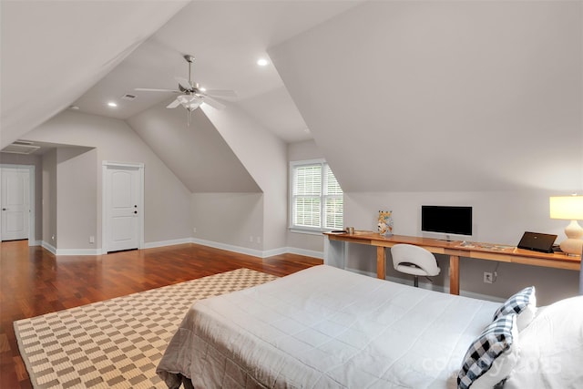 4552 Sawgrass Ct, Denver, NC 28037 - bedroom with wood finished floors, vaulted ceiling, ceiling fan, and recessed lighting