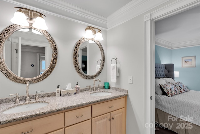 4552 Sawgrass Ct, Denver, NC 28037 - ensuite bathroom featuring double vanity and crown molding