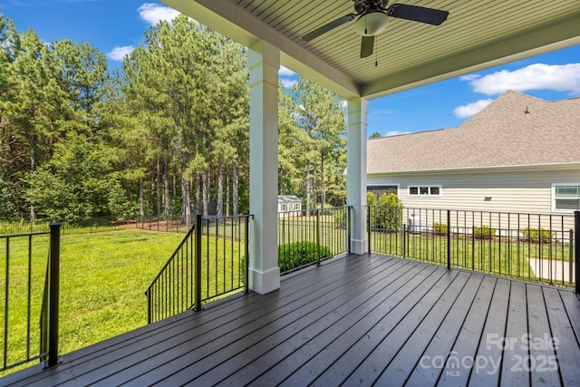 4930 Killian Crossing Dr, Denver, NC 28037 - deck featuring ceiling fan and a yard
