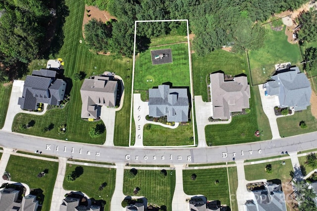 4930 Killian Crossing Dr, Denver, NC 28037 - aerial view of property and surrounding area with property boundaries highlighted and nearby suburban area