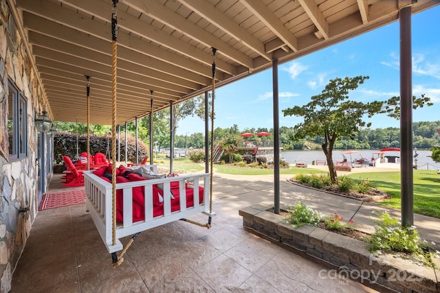 643 Lake Dr Unit 10, Lexington, NC 27292 - view of patio featuring a water view and an outdoor hangout area