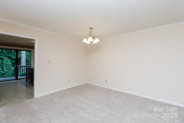 238 Pointe Cir, Rock Hill, SC 29732 - empty room with a chandelier, crown molding, and light colored carpet