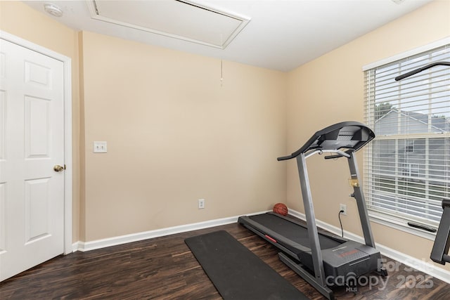 4208 Carl Parmer Dr, Harrisburg, NC 28075 - exercise area with attic access and wood finished floors