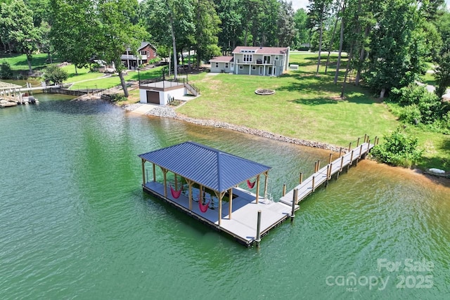 172 Honeydew Cir, Troutman, NC 28166 - dock area with a water view and a yard