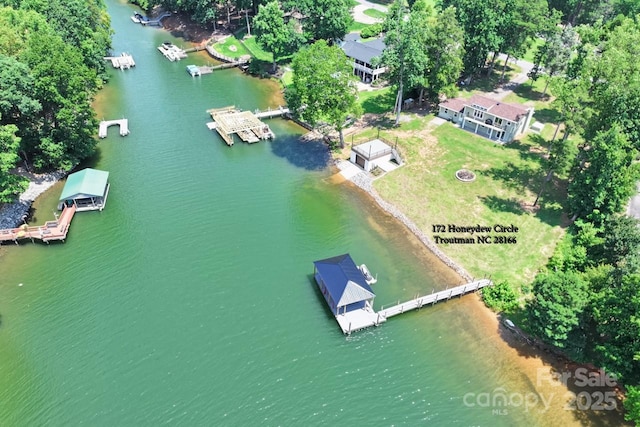 172 Honeydew Cir, Troutman, NC 28166 - aerial view of property and surrounding area with a nearby body of water