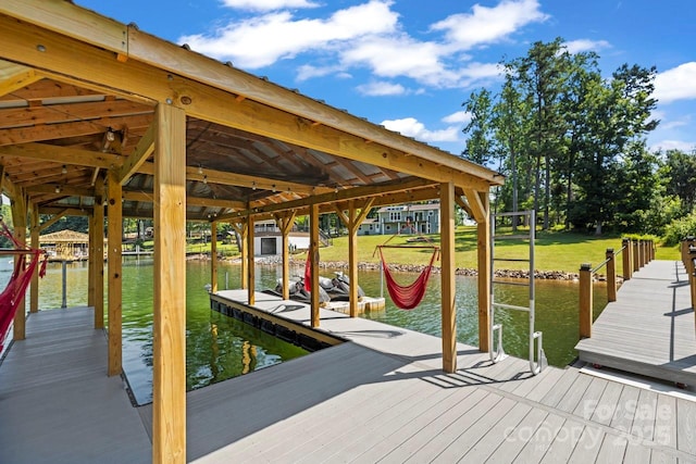 172 Honeydew Cir, Troutman, NC 28166 - dock area featuring a water view and boat lift