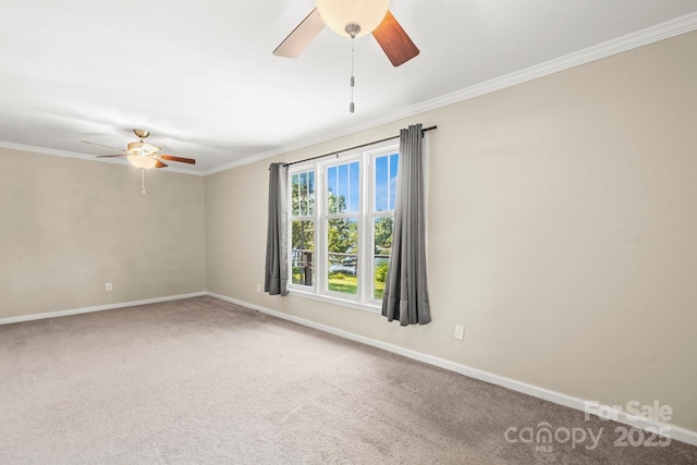 172 Honeydew Cir, Troutman, NC 28166 - carpeted spare room with a ceiling fan and crown molding