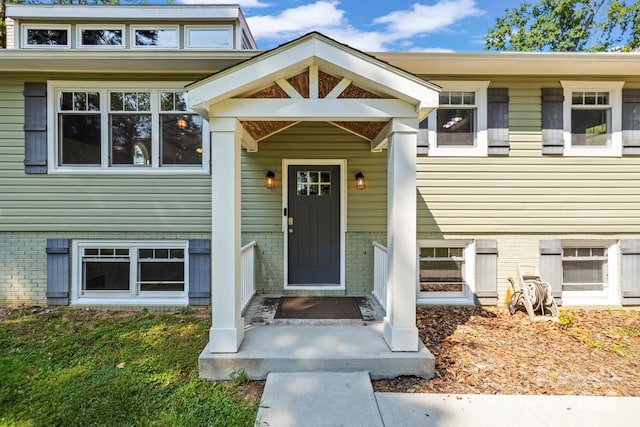 172 Honeydew Cir, Troutman, NC 28166 - doorway to property with brick siding