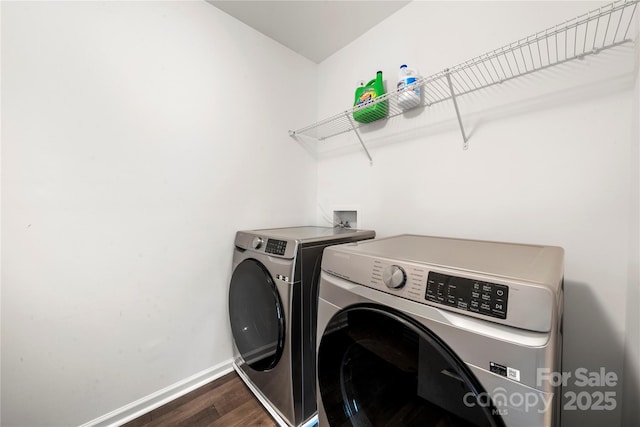 12053 Sam Snead Ct, Lancaster, SC 29720 - laundry room with washer and dryer and dark wood-style flooring