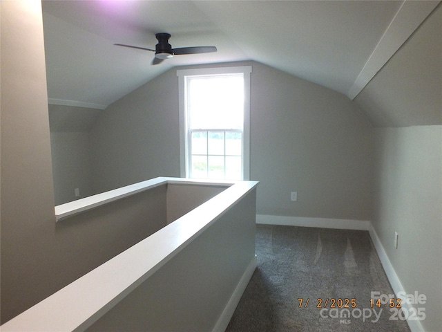 1732 Rocky River Rd, Lancaster, SC 29720 - additional living space featuring carpet, lofted ceiling, and ceiling fan