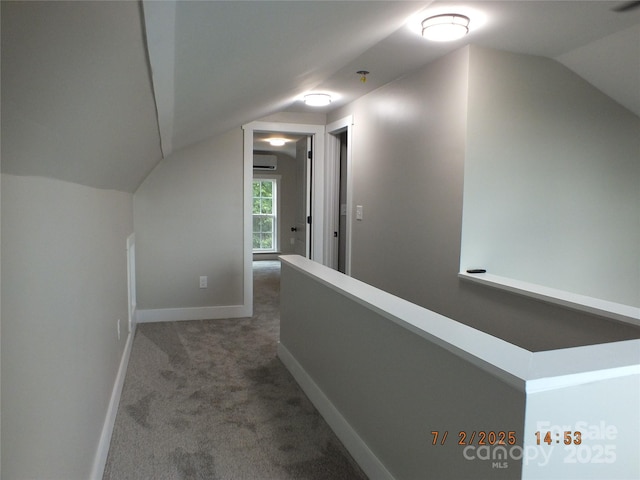 1732 Rocky River Rd, Lancaster, SC 29720 - corridor featuring vaulted ceiling, carpet flooring, and an AC wall unit