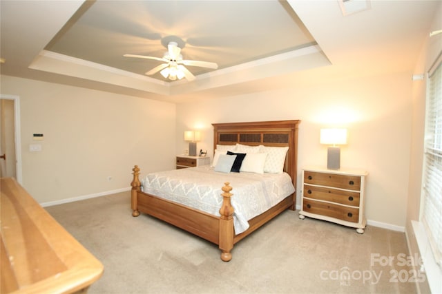 2418 Alaqua Ct, Matthews, NC 28105 - carpeted bedroom with a raised ceiling, ceiling fan, and ornamental molding