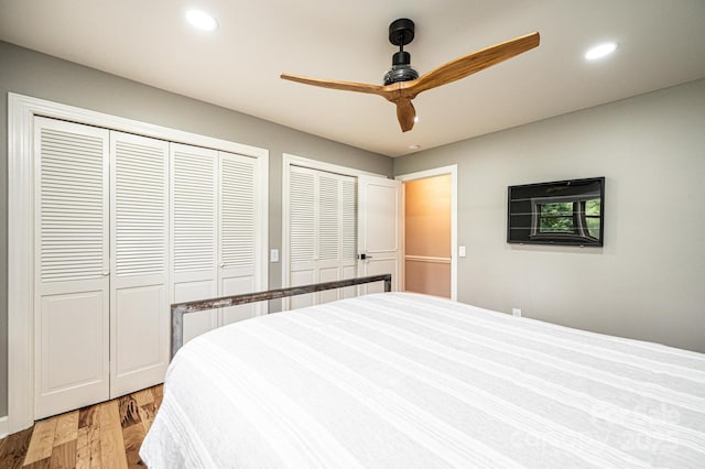 221 Roberts Ln, Lenoir, NC 28645 - bedroom with recessed lighting, light wood-style flooring, and ceiling fan