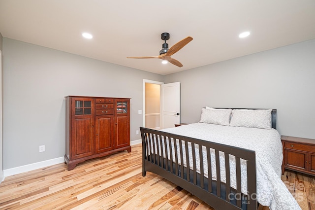 221 Roberts Ln, Lenoir, NC 28645 - bedroom with light wood-type flooring, recessed lighting, and ceiling fan