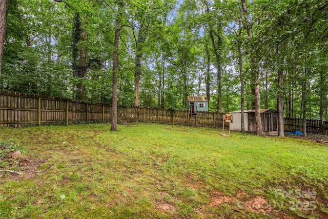 1230 Ridgebury Ter, Matthews, NC 28105 - fenced backyard featuring a shed and view of scattered trees