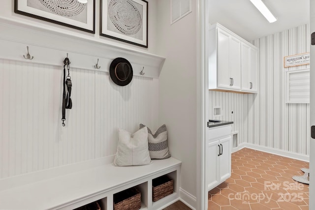 158 Nicholson Ln, Mooresville, NC 28115 - mudroom with baseboards and wallpapered walls