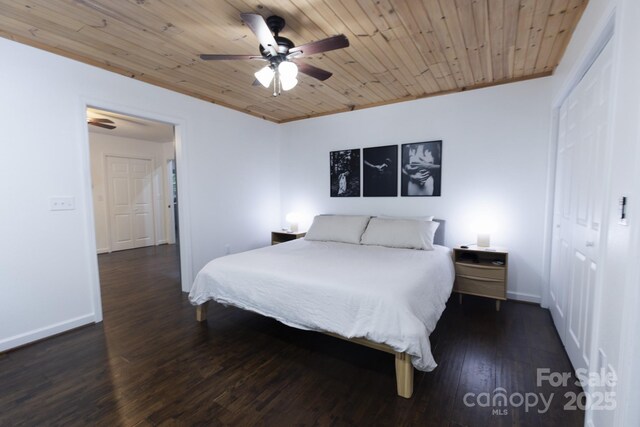373 Fox Trace Dr, Sylva, NC 28779 - bedroom featuring wood finished floors, wooden ceiling, and ceiling fan