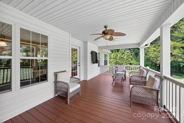 210 Cool Side Dr, Salisbury, NC 28146 - wooden deck featuring ceiling fan