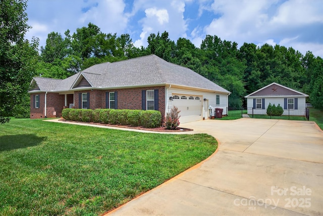 210 Cool Side Dr, Salisbury, NC 28146 - ranch-style house featuring brick siding, driveway, an attached garage, and roof with shingles