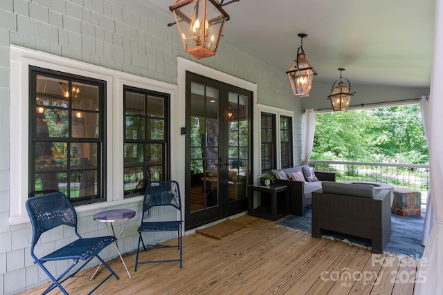 611 Hiawassee Rd, Black Mountain, NC 28711 - deck featuring french doors and an outdoor living space