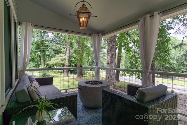 611 Hiawassee Rd, Black Mountain, NC 28711 - wooden terrace with an outdoor fire pit and view of scattered trees